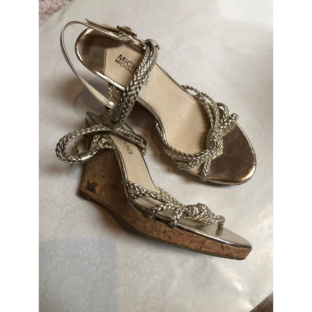 Michael Kors Silver Cork Wedge Sandal